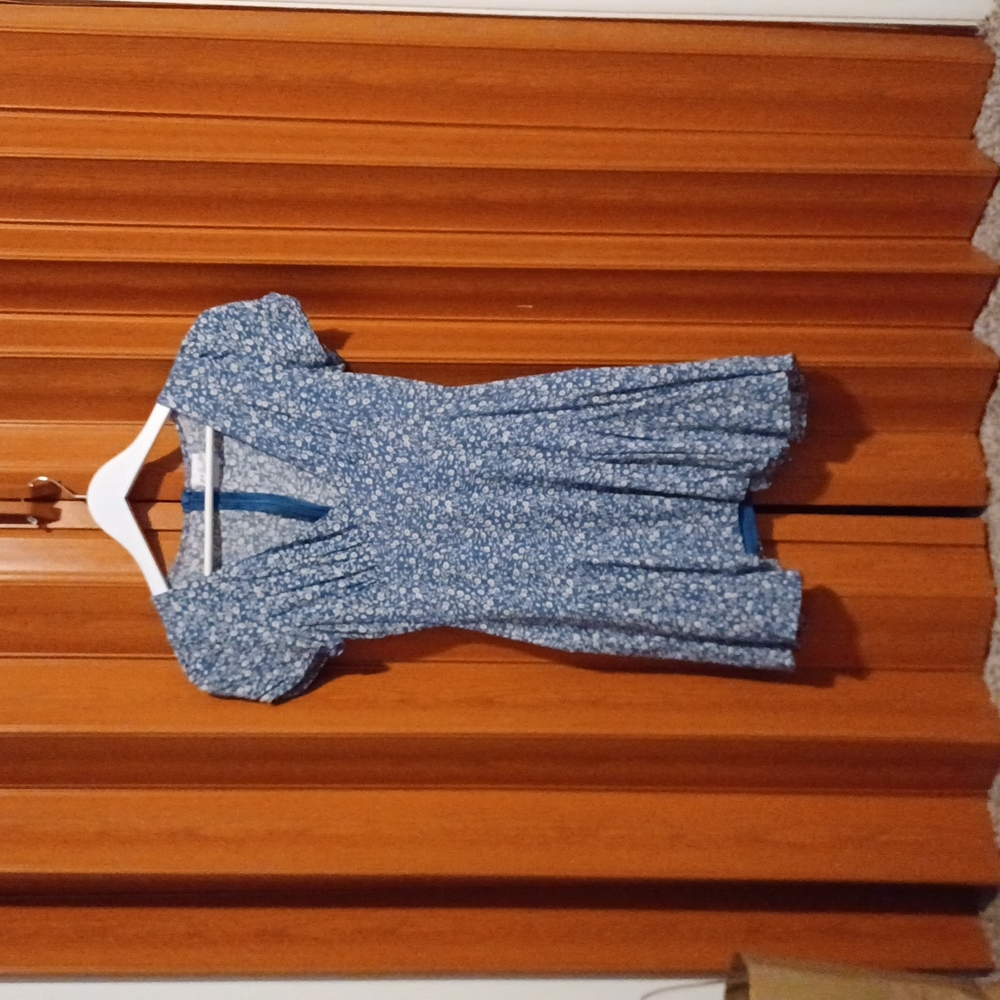 Polly,, light blue floral dress, size 2